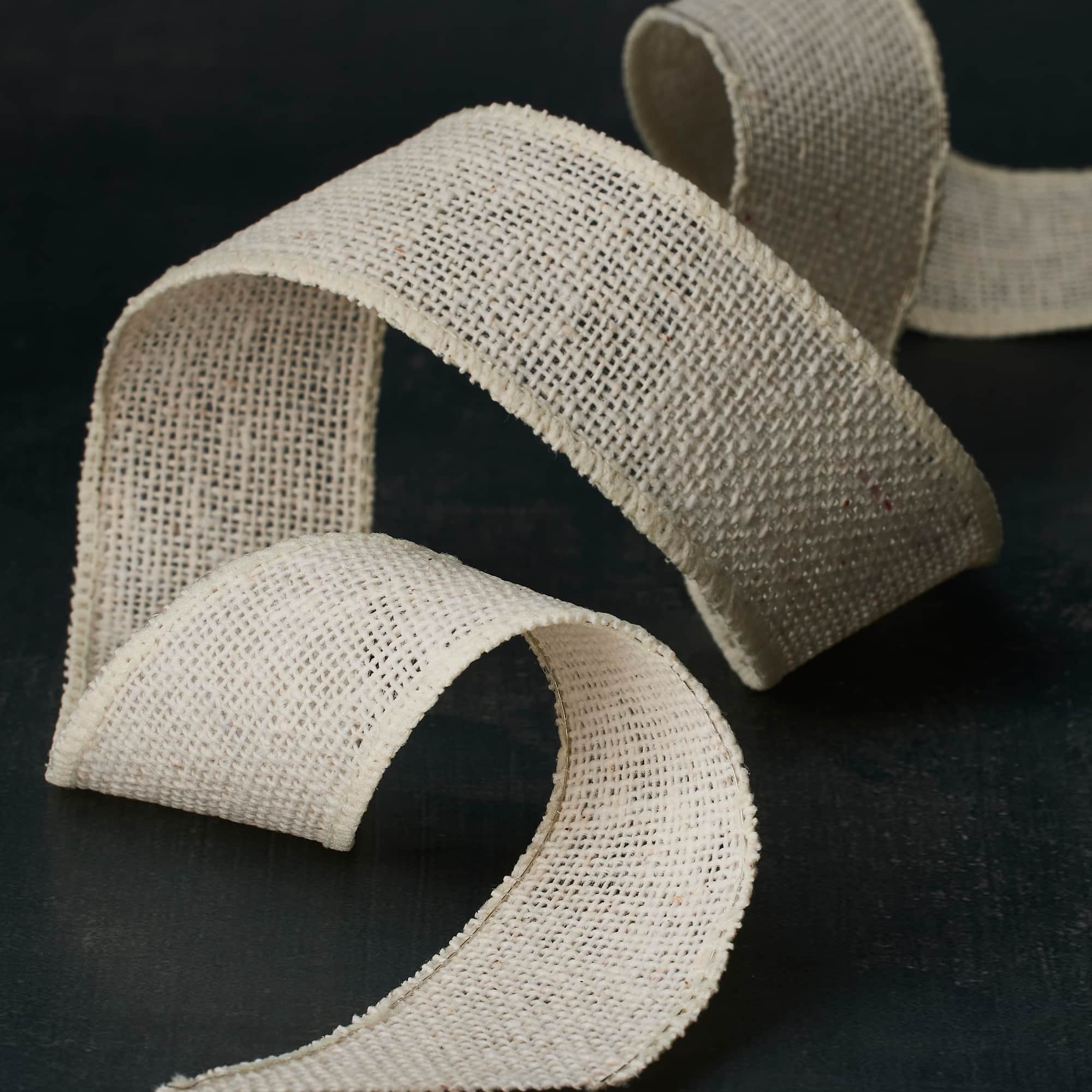 1.5" x 30ft. Ivory Wired Faux Burlap Ribbon by Celebrate It™
